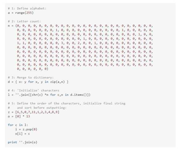 Long code for printing a hello world